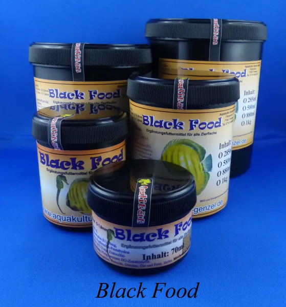 Black Food Ergänzungsfutter in Dosen für Zierfische und Rochen im Aquarium Black Food Ergänzungsfutter in Dosen für Zierfische und Rochen im Aquarium